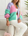 Chunky Knit Color Block Cardigan