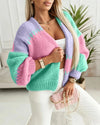 Chunky Knit Color Block Cardigan