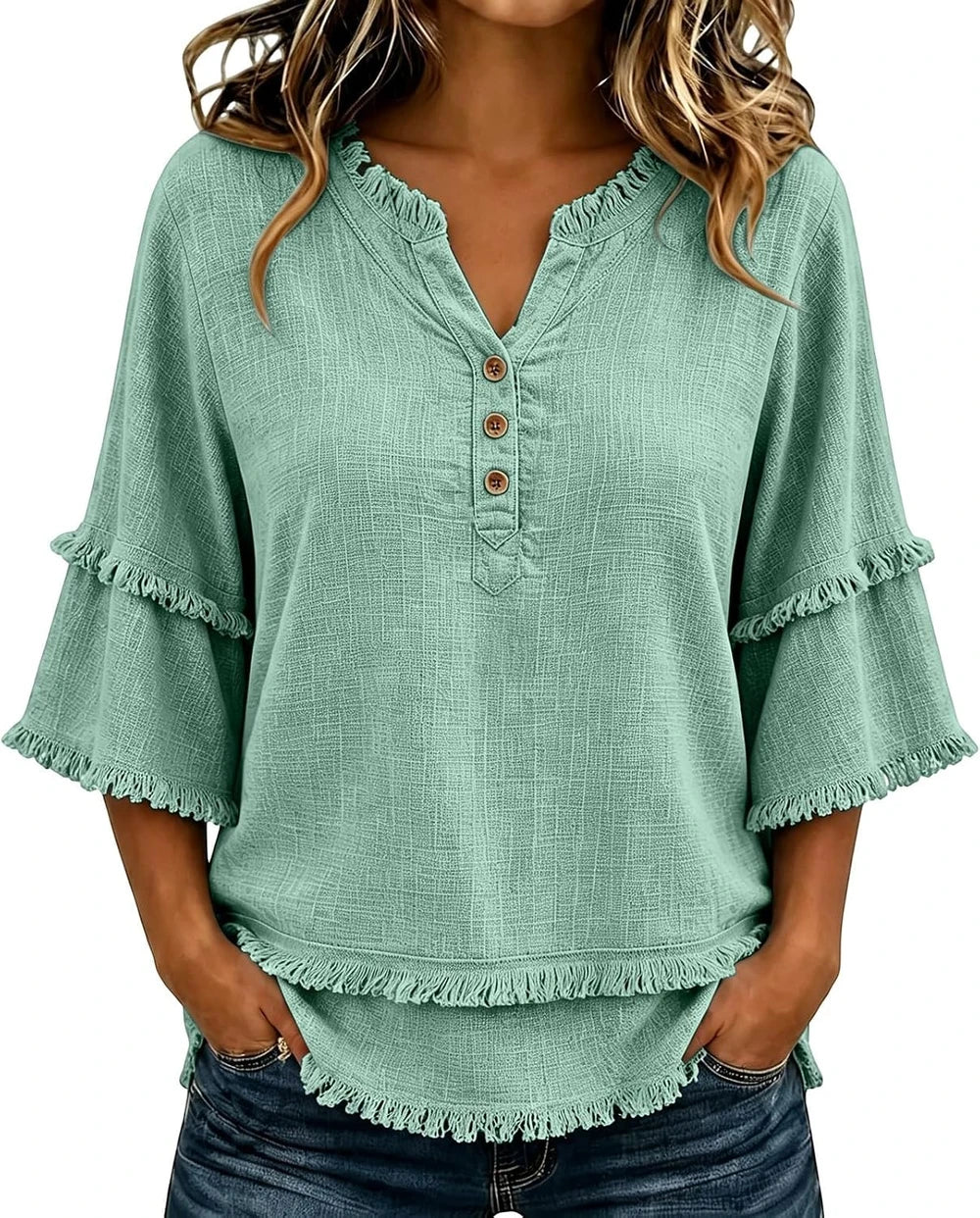 Cotton Linen Boho Blouse