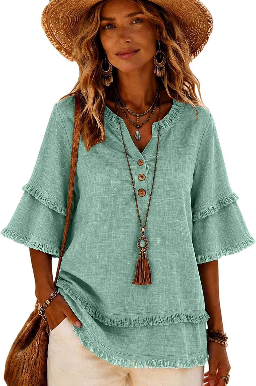 Cotton Linen Boho Blouse
