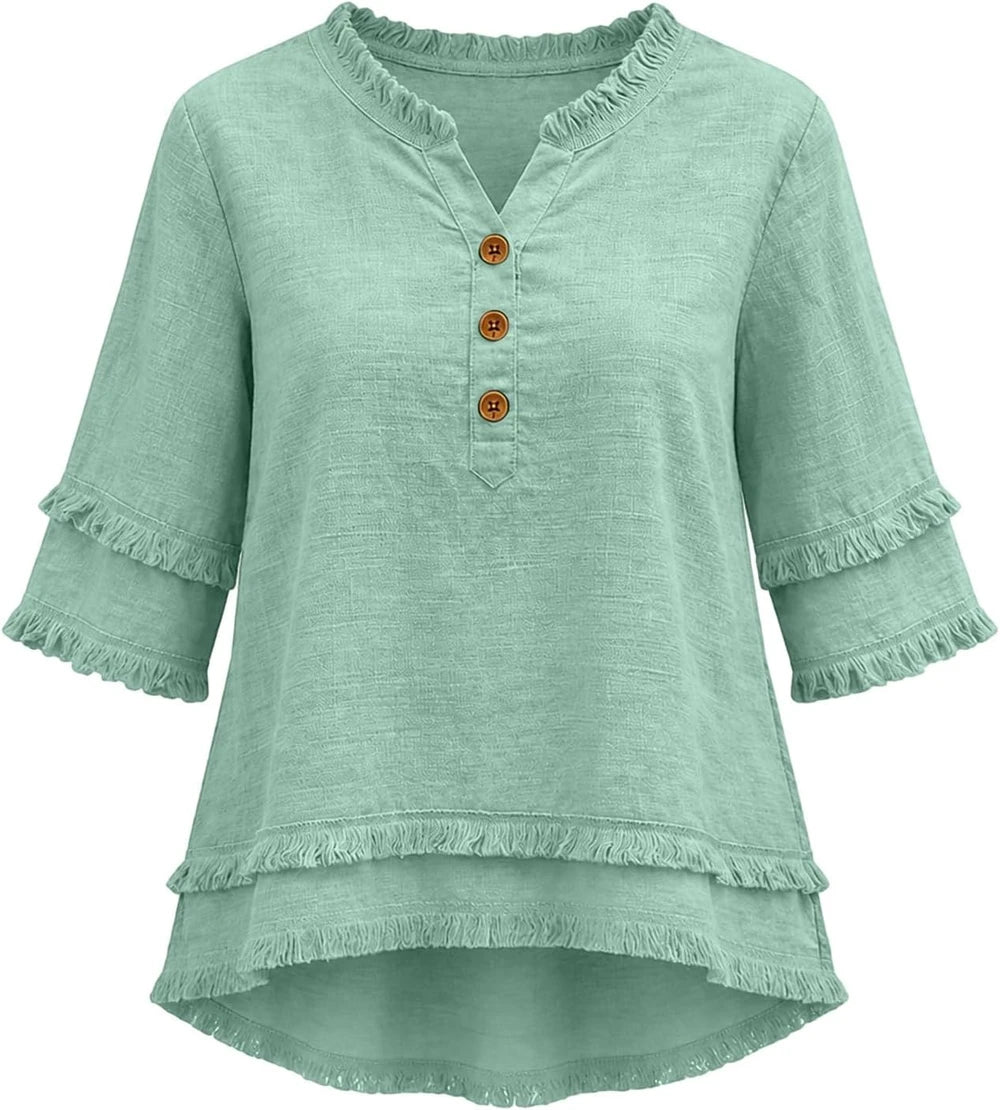 Cotton Linen Boho Blouse