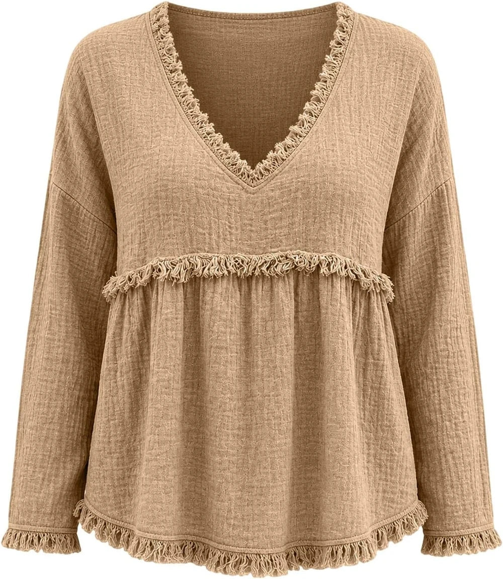 Cotton Linen Boho Blouse