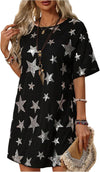 Sequin Star Short Sleeve Dress