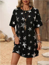 Sequin Star Short Sleeve Dress