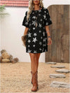 Sequin Star Short Sleeve Dress