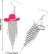 Rhinestone Cowgirl Hat Tassel Earrings