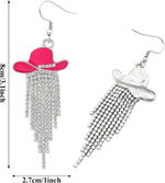 Rhinestone Cowgirl Hat Tassel Earrings