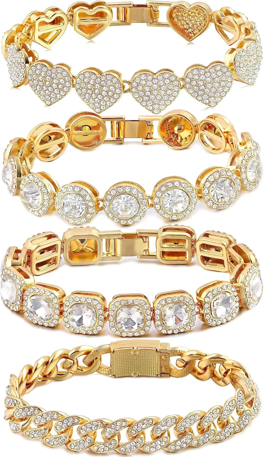 Layered Rhinestone Bracelet Set