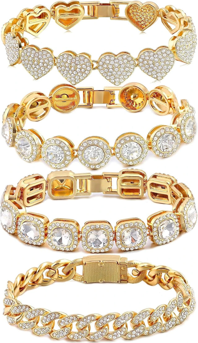 Layered Rhinestone Bracelet Set