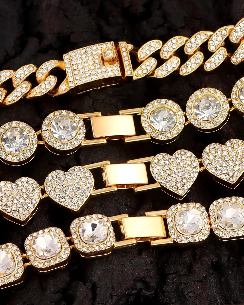 Layered Rhinestone Bracelet Set