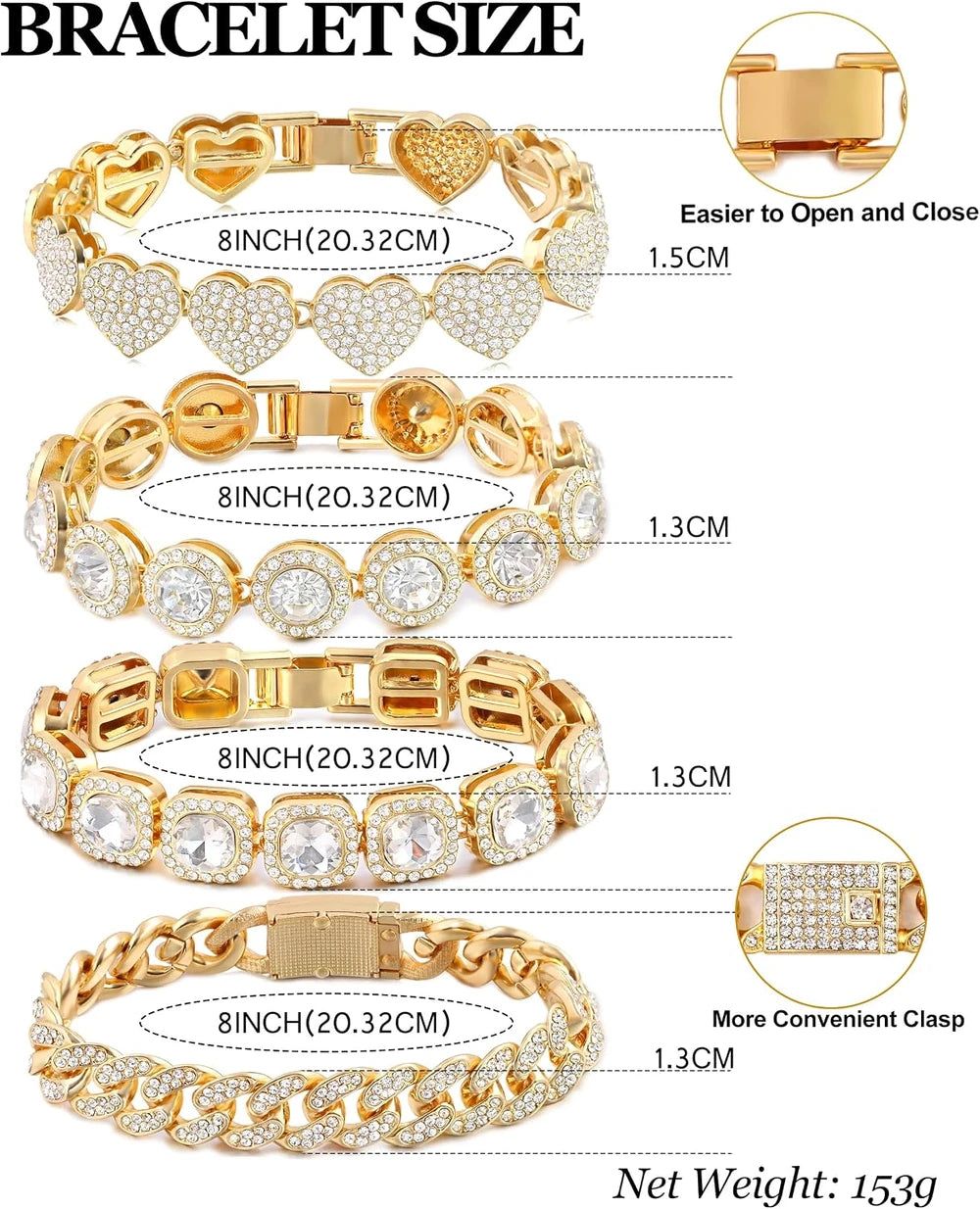 Layered Rhinestone Bracelet Set