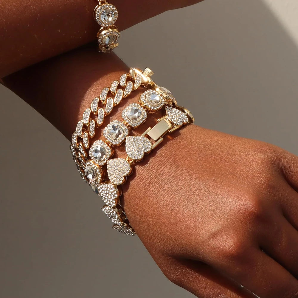 Layered Rhinestone Bracelet Set