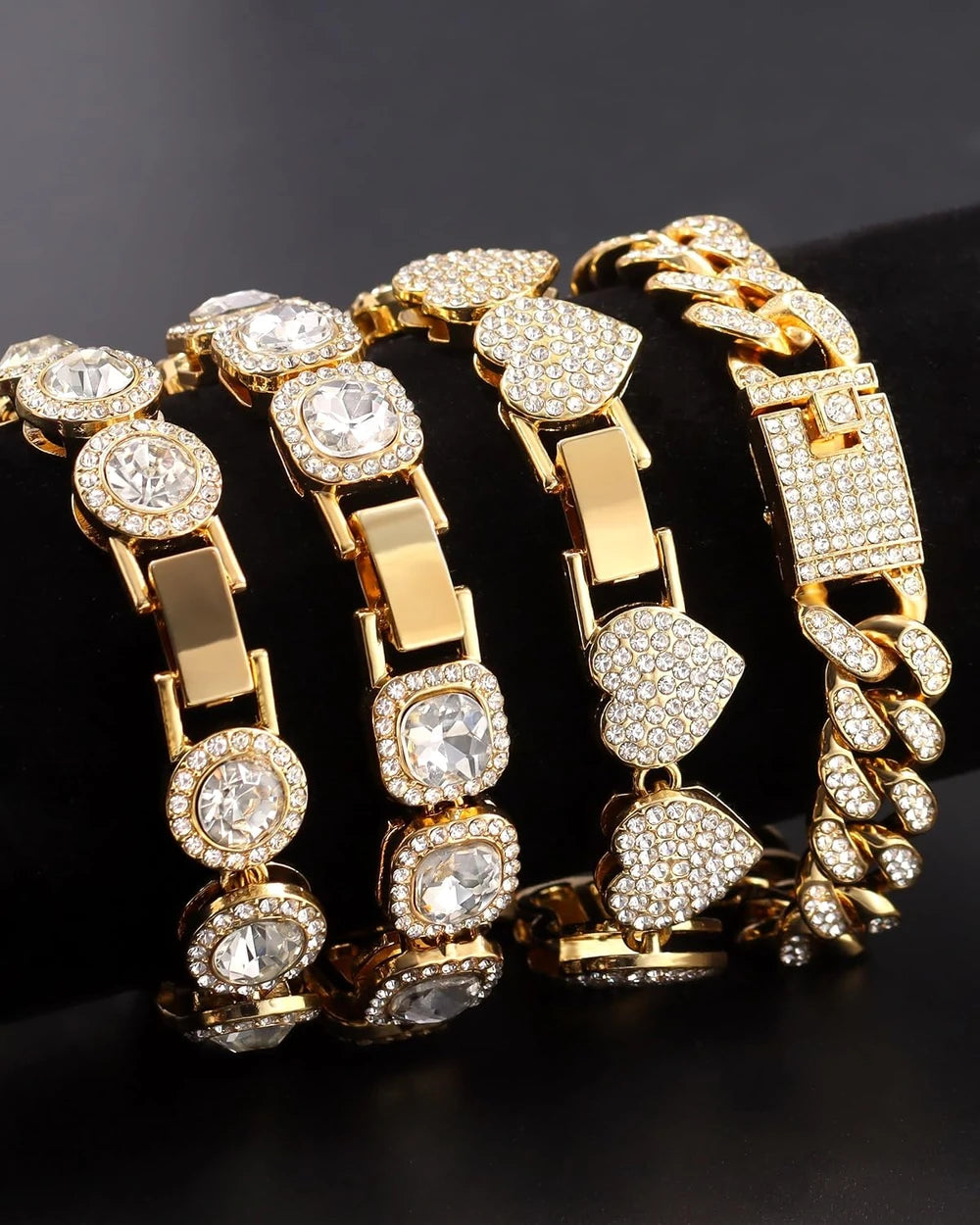 Layered Rhinestone Bracelet Set