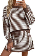 Striped Knit Sweater Skirt Set