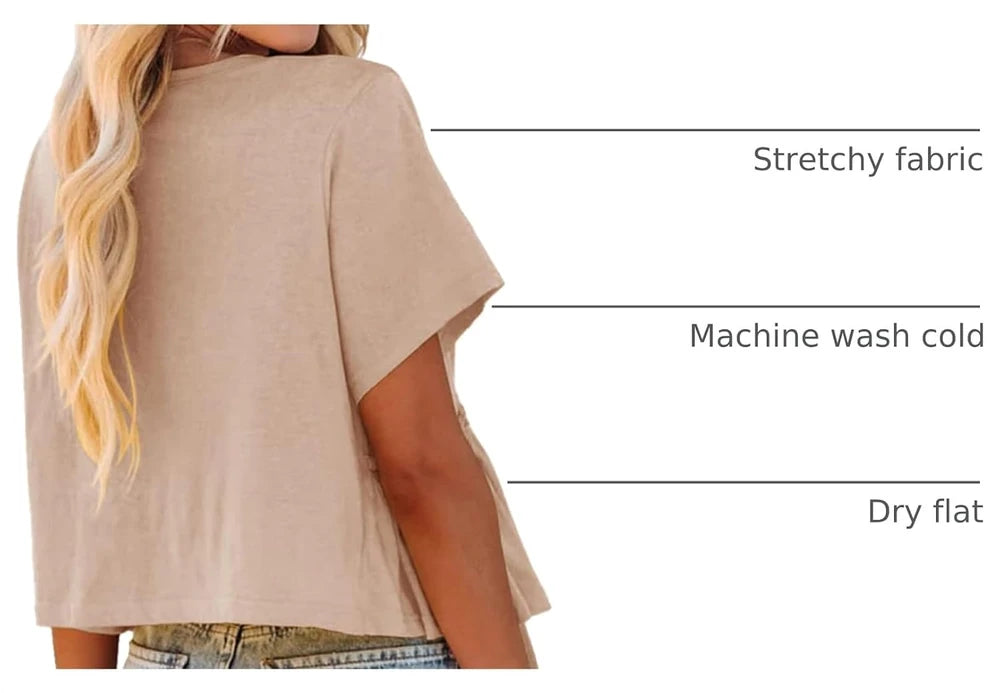 Short Sleeve V Neck Tie Front Crop Top