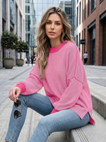 Oversized Knit Colorblock Sweater