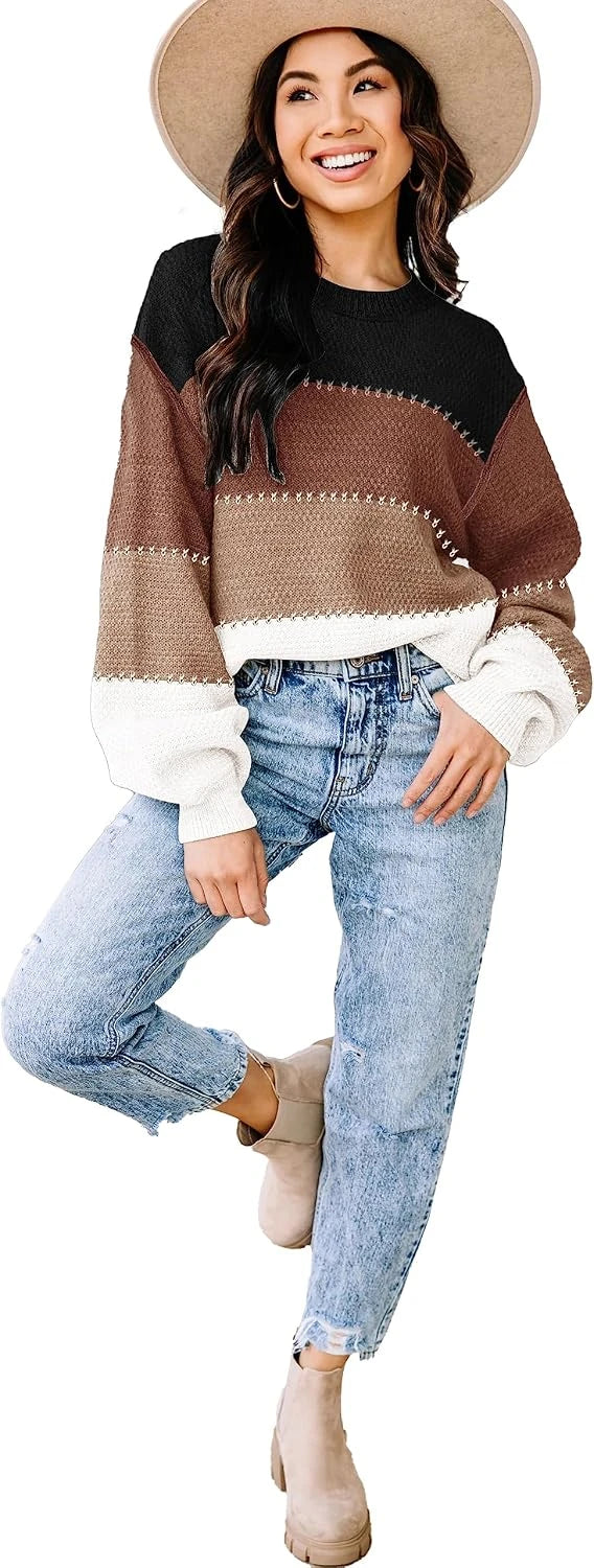 Color Block Oversized Pullover Sweater