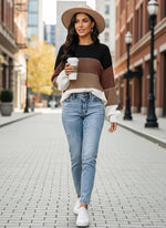 Oversized Color Block Knit Sweater
