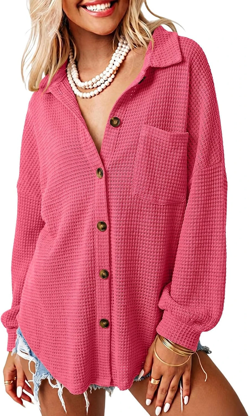 Waffle Knit Boyfriend Shacket