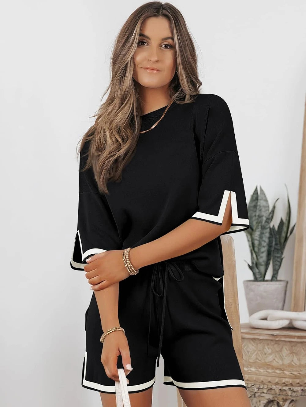 Knit Short Sleeve Lounge Set
