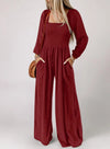 Lightweight Long Sleeve Wide Leg Romper