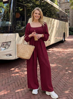 Lightweight Long Sleeve Wide Leg Romper