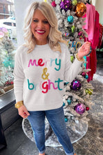 Festive Sequin Letter Christmas Sweater