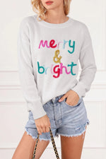 Festive Sequin Letter Christmas Sweater
