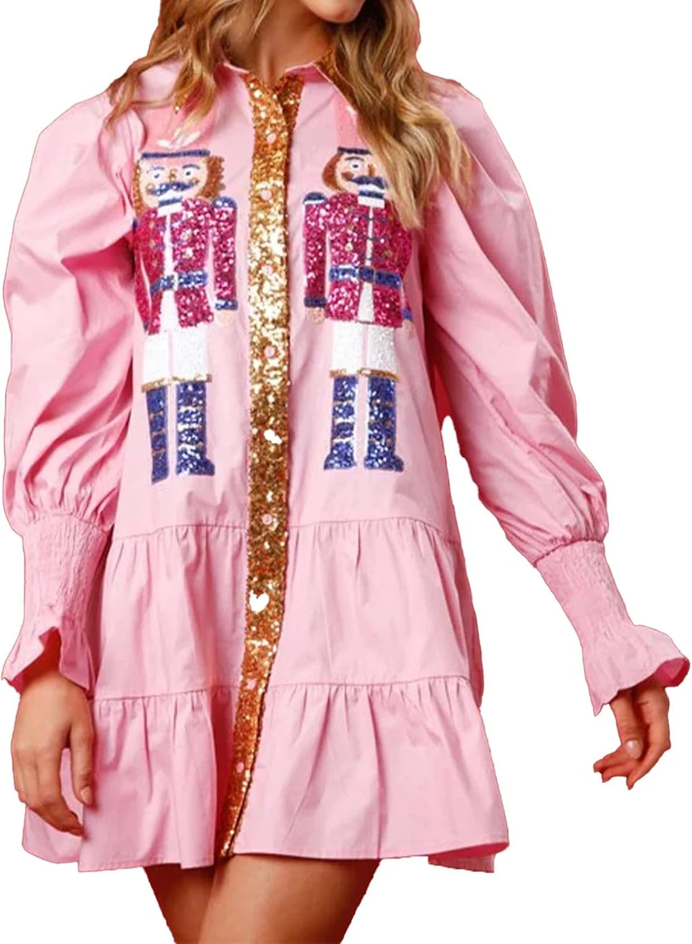 Sequin Nutcracker Sweatshirt Dress
