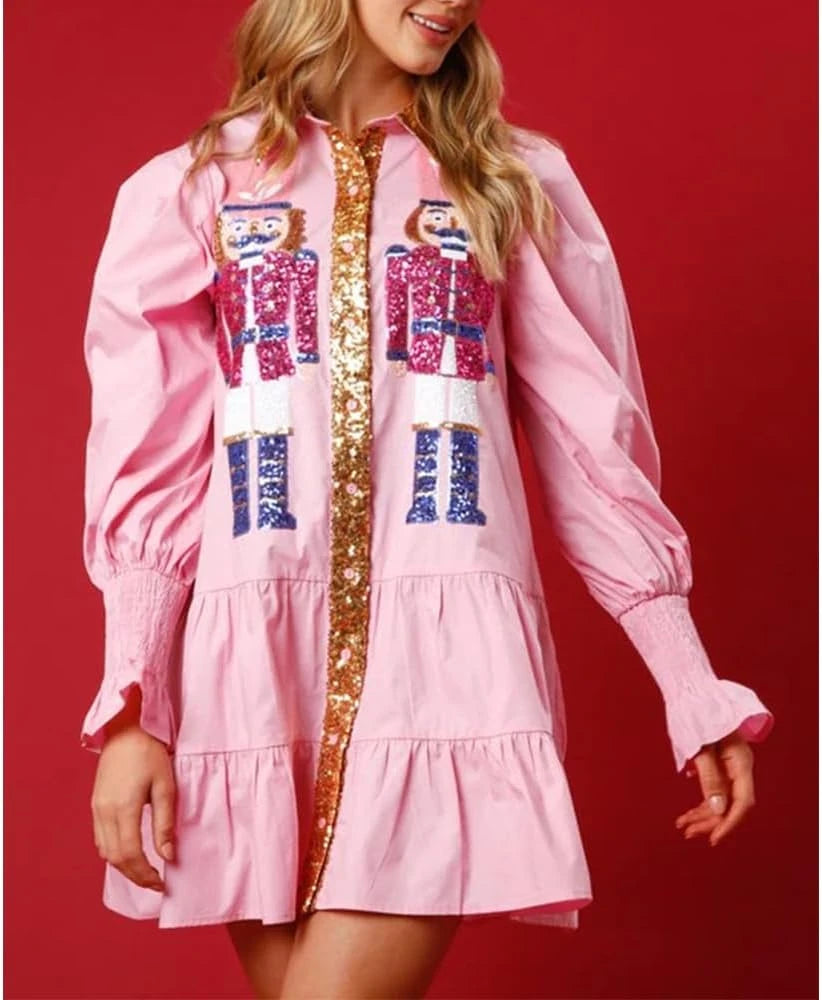 Sequin Nutcracker Sweatshirt Dress