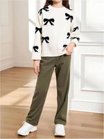 Girls Bow Knit Sweater