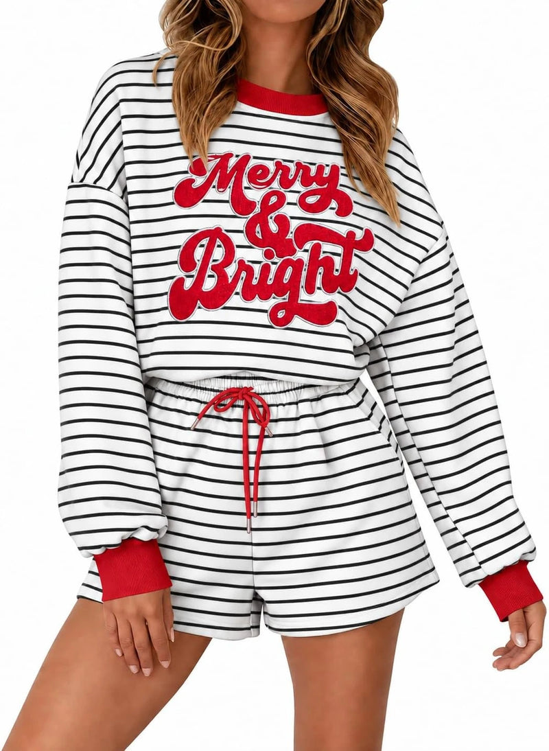 Womens Christmas Pajama Shorts Set