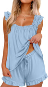 Ekouaer Ruffle Tank Pajama Set