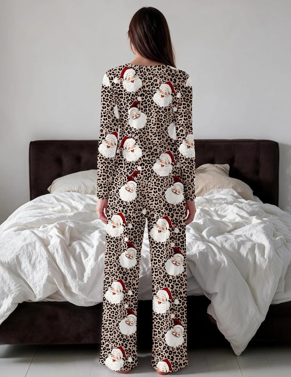 Leopard Santa Christmas Pajama Set