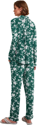 Ekouaer Long Sleeve Button Down Pajama Set