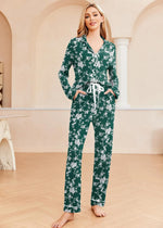 Ekouaer Long Sleeve Button Down Pajama Set