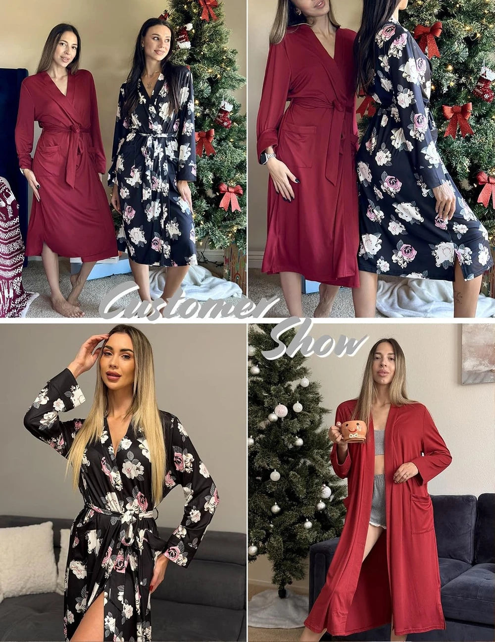 Maroon Lightweight Kimono Robe