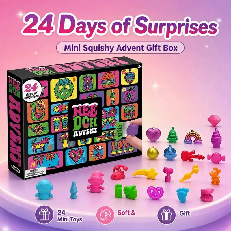 Christmas Advent Calendar Squishy Toy Set