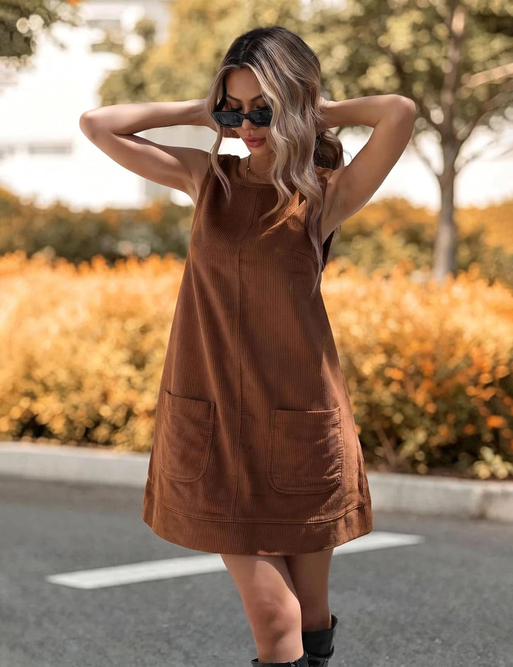 Corduroy Overall Mini Dress