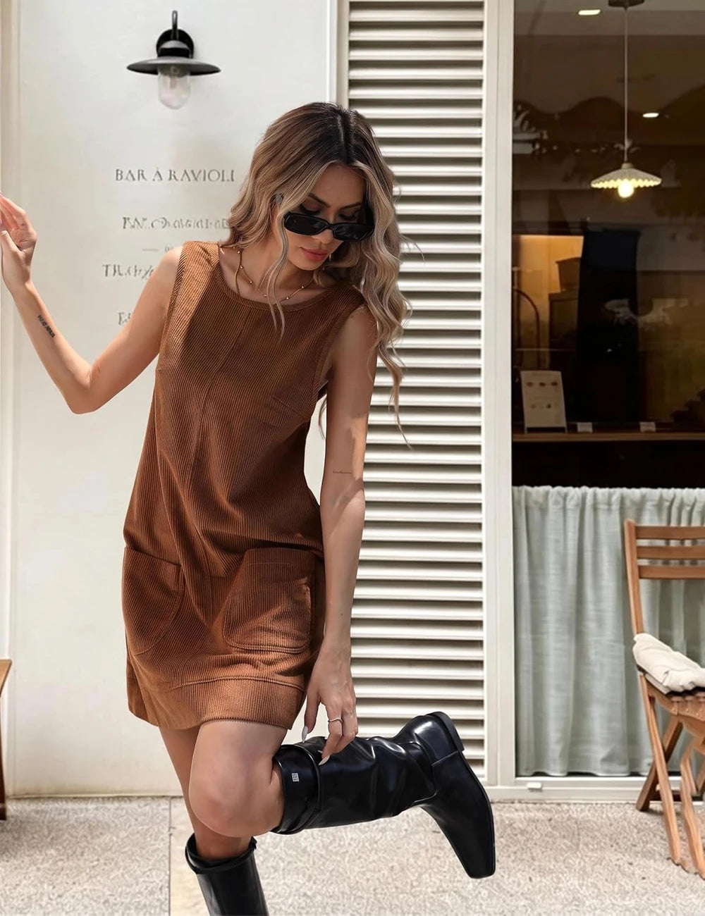 Corduroy Overall Mini Dress