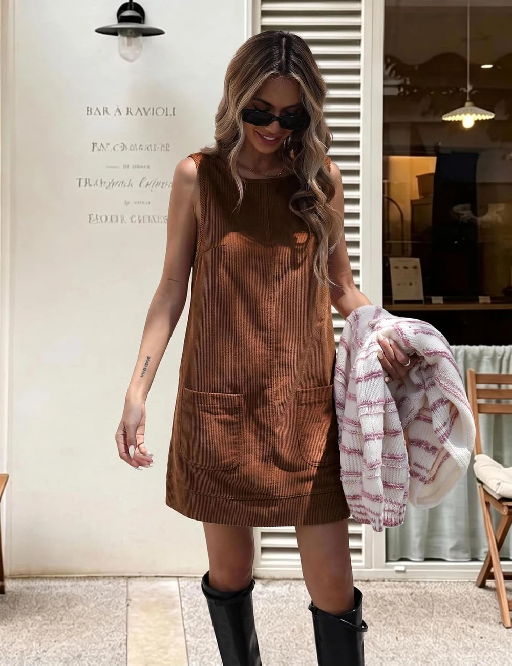 Corduroy Overall Mini Dress