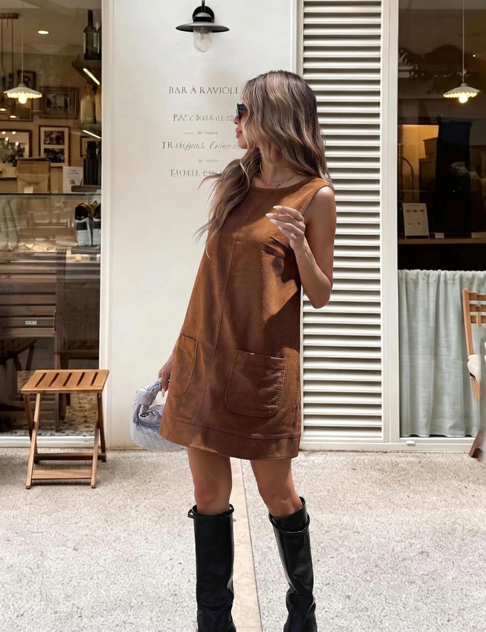 Corduroy Overall Mini Dress