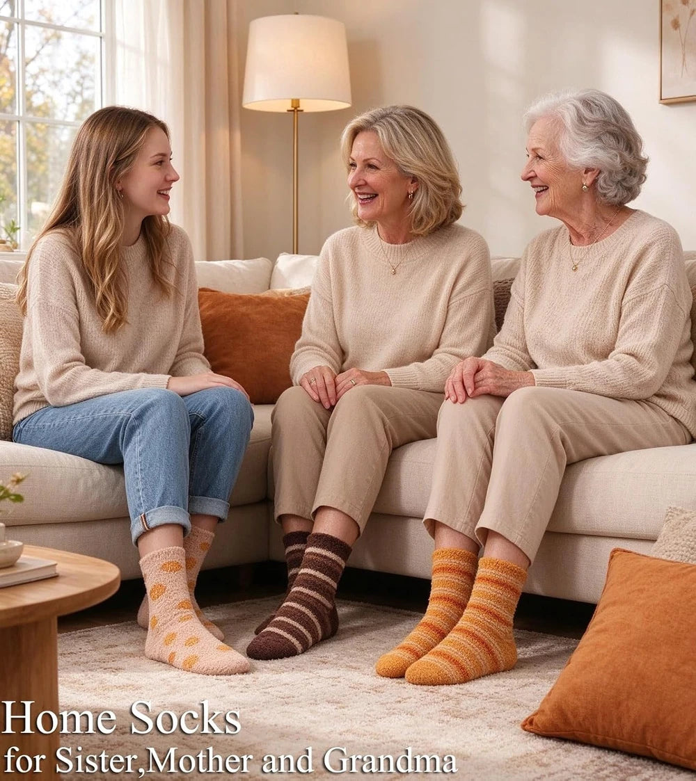 Womens Fuzzy Thanksgiving Slipper Socks