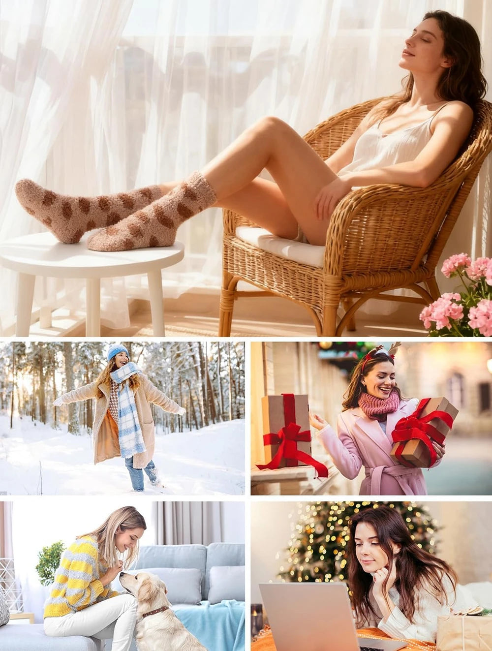 Womens Fuzzy Thanksgiving Slipper Socks