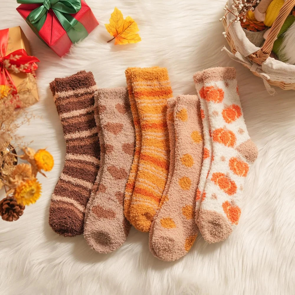 Womens Fuzzy Thanksgiving Slipper Socks