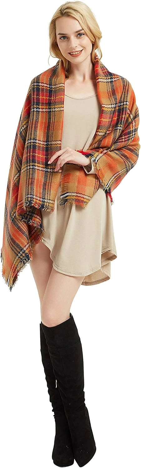 VIVIAN & VINCENT Plaid Blanket Scarf