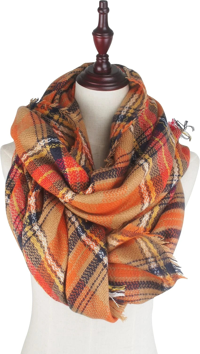VIVIAN & VINCENT Plaid Blanket Scarf