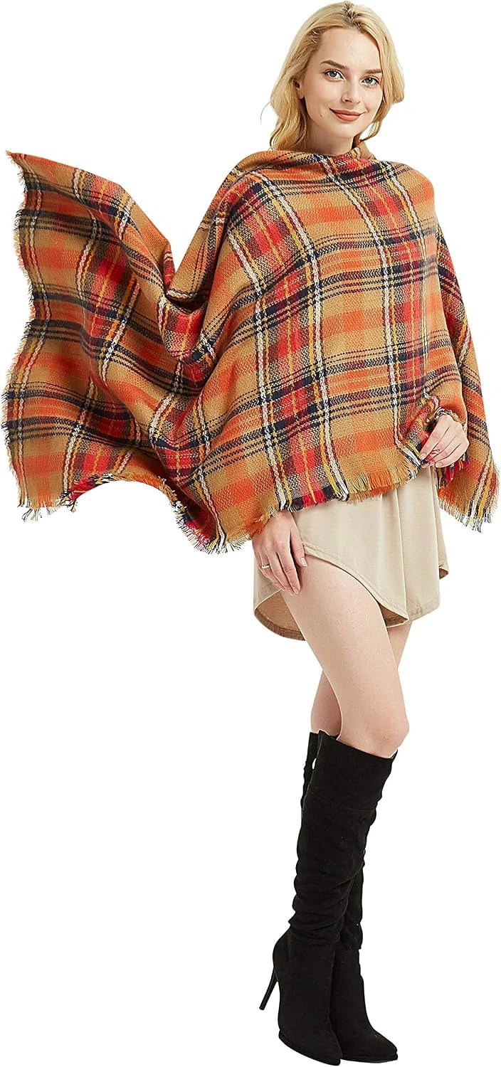 VIVIAN & VINCENT Plaid Blanket Scarf