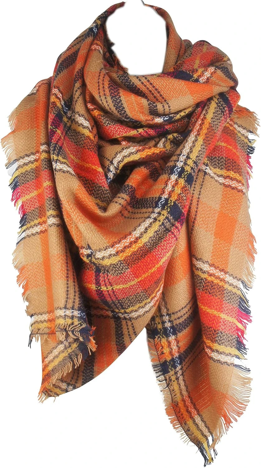 VIVIAN & VINCENT Plaid Blanket Scarf