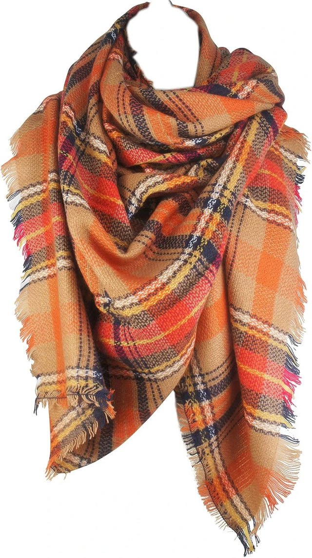 VIVIAN & VINCENT Plaid Blanket Scarf